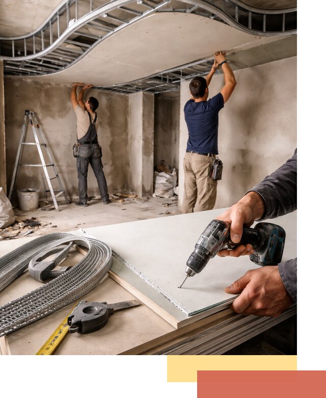 Криволинейный потолок из гипсокартона в Саяногорске — монтаж и отделка