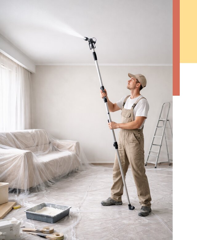 Покраска потолка краскопультом в Саяногорске от 4609 руб. быстро и недорого | ОТДЕЛОЧНИК-Снг