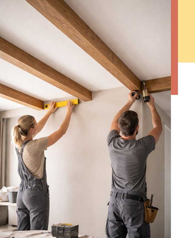 Монтаж декоративных балок на потолок в Саяногорске от 4302 руб. — ОТДЕЛОЧНИК-Снг